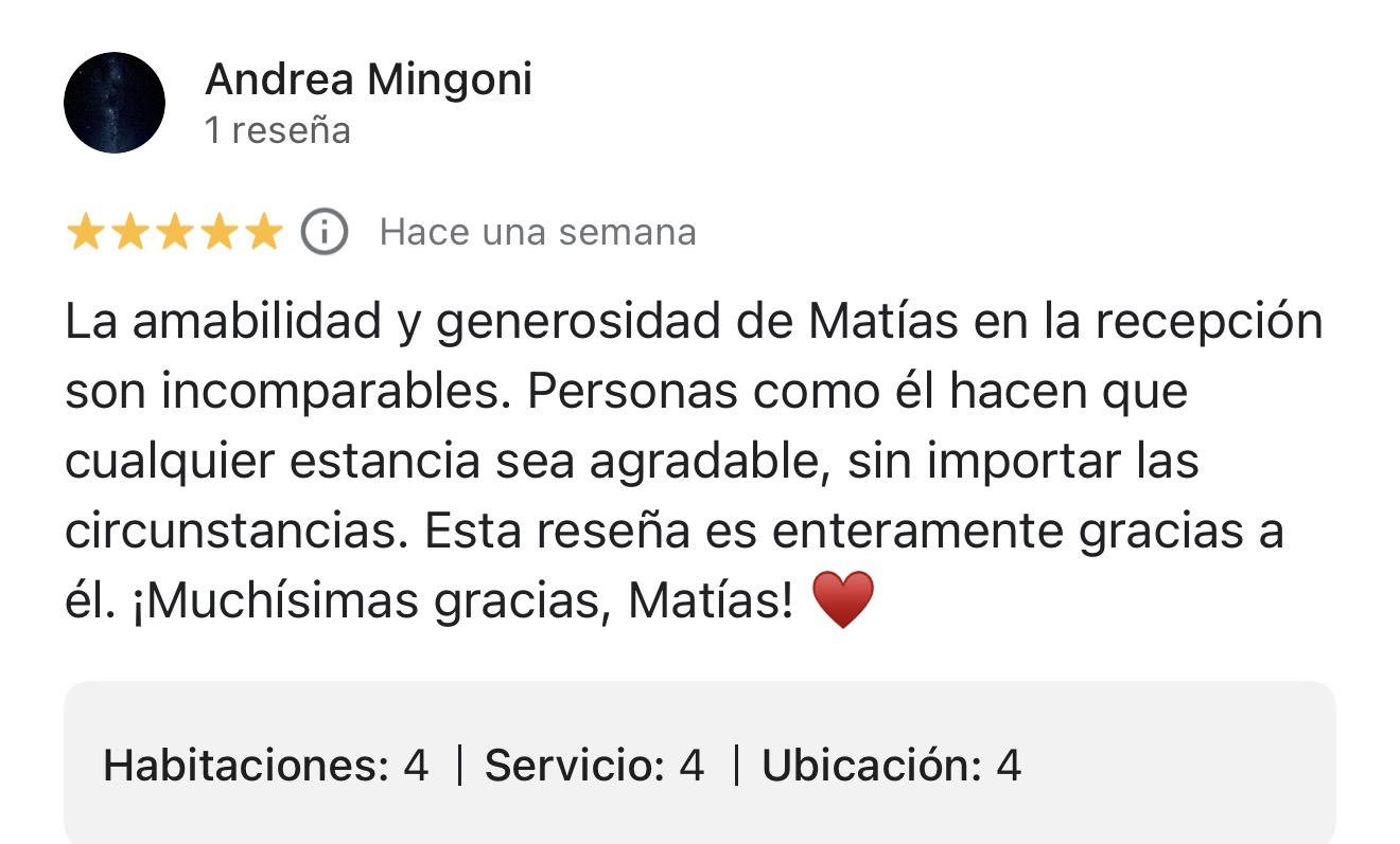 Reseña de Andrea Mingoni en Google